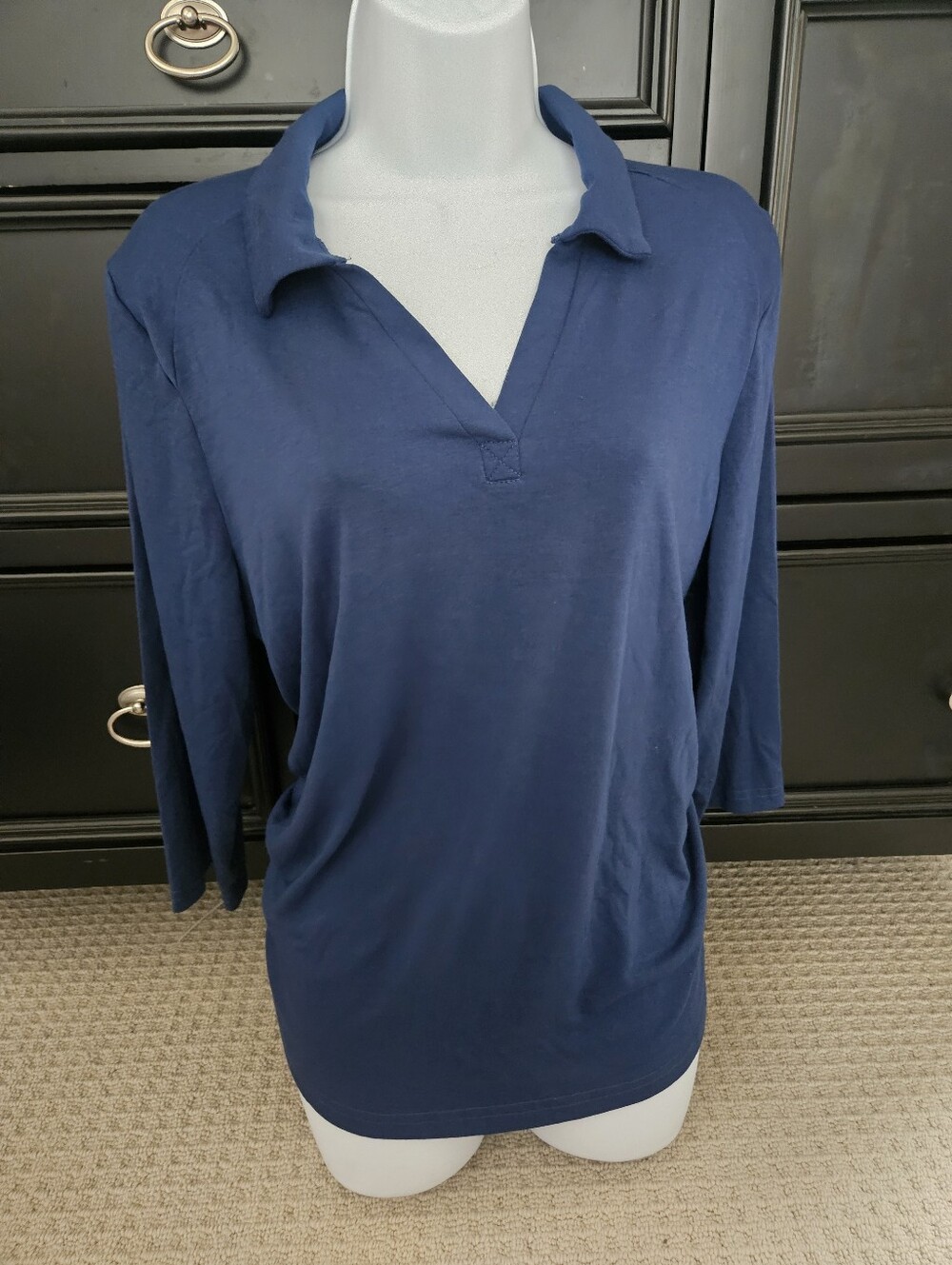 Unbranded Classic Women's Blue Long-Sleeve Polo‎ Top